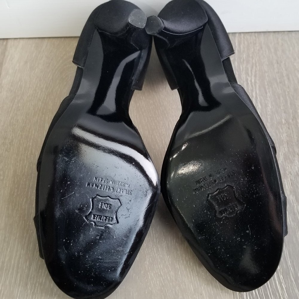 Stuart Weitzman Goodlife Black Satin Pumps-Size 8 - Picture 3 of 7